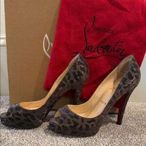 Christian Louboutin Animal Print Peep Toe Heels
